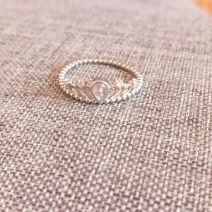 Tiara Silvertone Ring with Slight Wear on Band - Pre-loved (Sz 9)